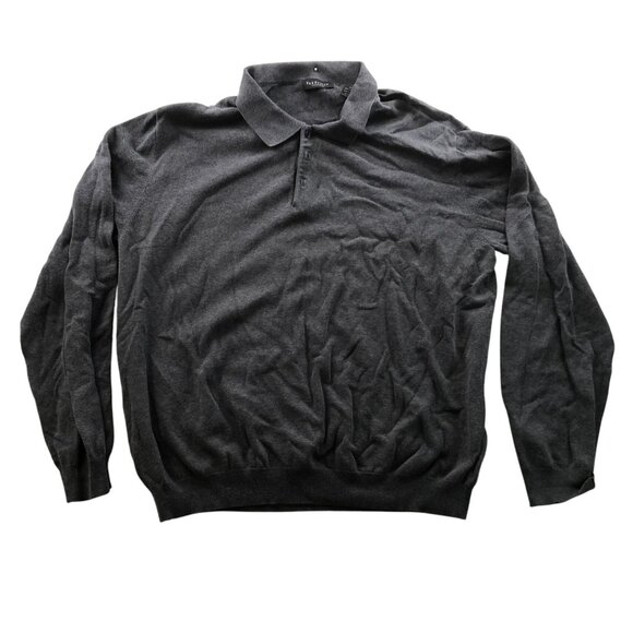 Van Heusen Mens Polo Shirt Size XL Gray Long Sleeve Classic Knit Casual Sweater - Picture 1 of 9
